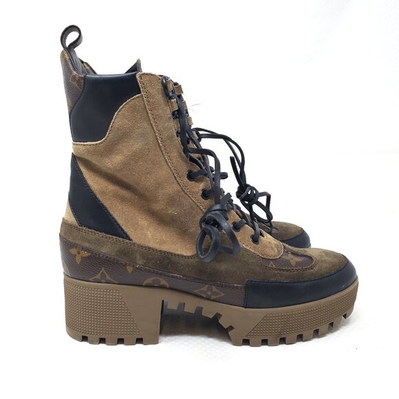 Louis Vuitton Women's Laureate Platform Desert Boots Leather w/ Suede - (38 1/2) - Picture 5 of 16